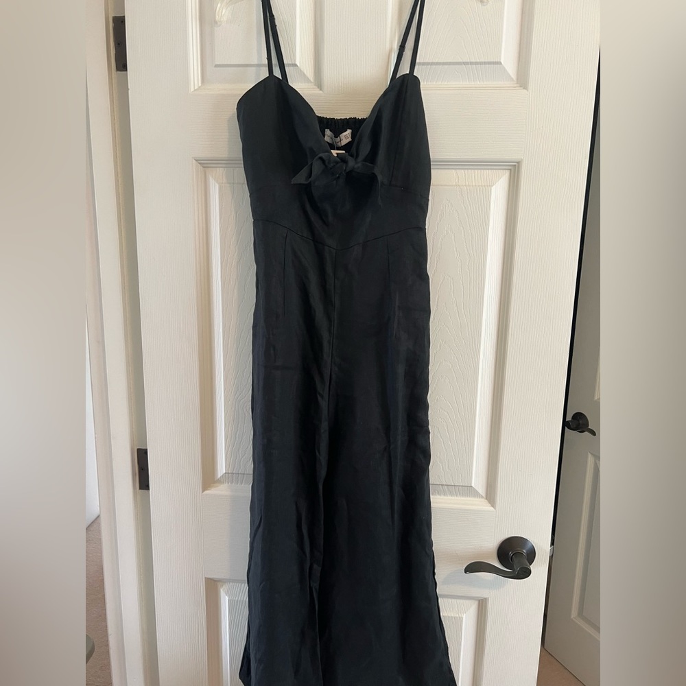 Faithfull the Brand Black Linen Presley Jumpsuit NWT